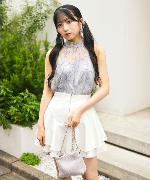 新品rienda レイヤードヘムコルセットスカート〔インパン有り〕 rienda スカート 「AKB48 秋山由奈さん着用」レイヤードヘム