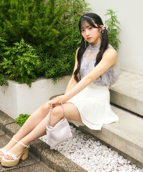 rienda スカート 「AKB48 秋山由奈さん着用」レイヤードヘム