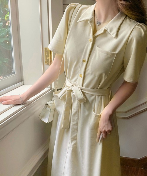 mita perhonen 半袖ワンピース 36 MAISON DE THERESE（メゾン ド テレーズ） ワンピース 半袖 ポロカラー