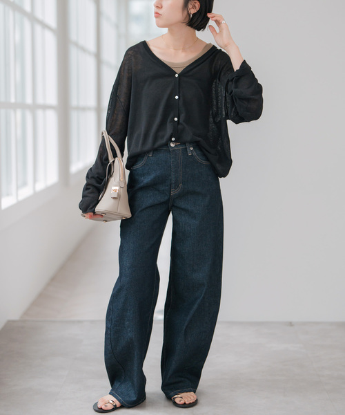 「Spick & Span」 カーディガン - ブラック レディース Spick＆Span カーディガン シアーカーディガン レディース