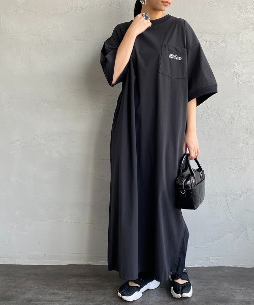AMERICANA 「AMERICANA」 半袖ワンピース ONE SIZE オリーブ AMERICANA 「AMERICANA」 半袖ワンピース ONE SIZE オリーブ