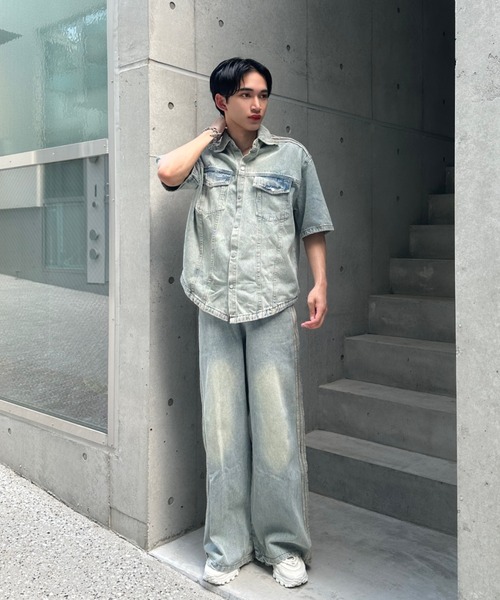 Otte セットアップ ラインデザインデニムセットアップ メンズ