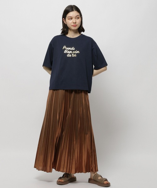「niko and...」 半袖Tシャツ LARGE ネイビー レディース