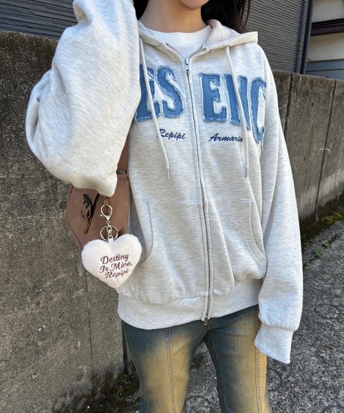 リカちゃん 洋服 BIGワッペン♡パーカー White ハンドメイド ドール服