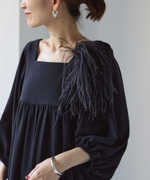 VERMEIL par iena ブローチ オーストリッチコサージュ