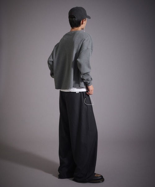 Perushu スラックス ウールタッチ 2タックワイドスラックスパンツ Perushu スラックス ウールタッチ 2タックワイドスラックスパンツ