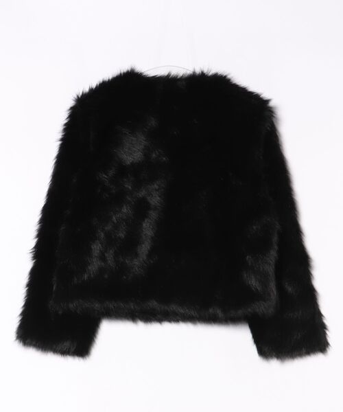 新品 LOUNIE♡定価4.2万 ノーカラー フェイクファー コート ブラック ノーカラーコート コート フェイクファー ショート丈 レディース