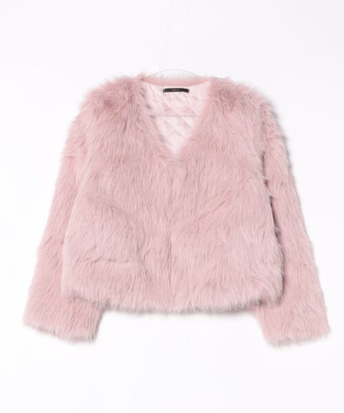 タグ付属★極美品★セオリー★ショートノーカラーファーブルゾン★シュガーピンク タグ付属☆極美品☆セオリー☆ショートノーカラーファーブルゾン☆シュガー
