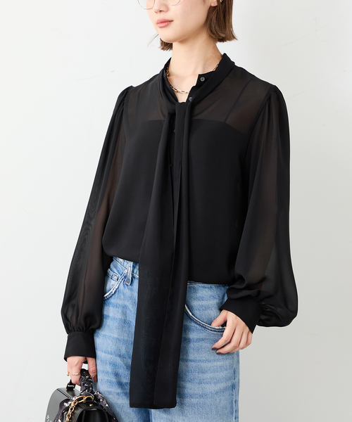 Deuxieme Classe（ドゥーズィエムクラス） ブラウス シャツ Sheer Bow