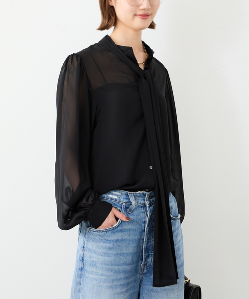 Deuxieme Classe（ドゥーズィエムクラス） ブラウス シャツ Sheer Bow