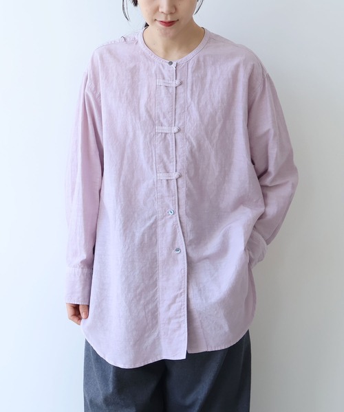 yuni ブラウス シャツ コットンキュプラリネンチュニックシャツ 
