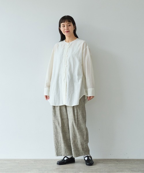 yuni ブラウス シャツ コットンキュプラリネンチュニックシャツ 