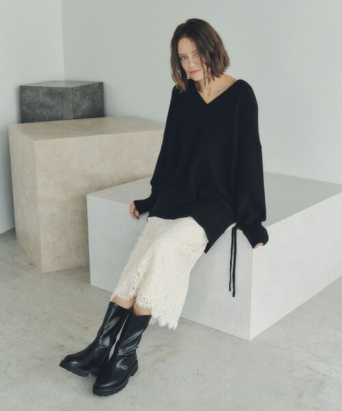 Editt by YECCA VECCA ニット セーター Vネックドロストデザインニット