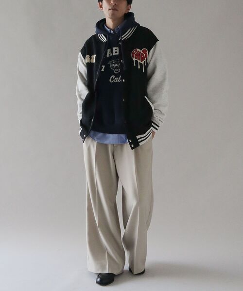 【美品】フィッチ ficce ウール スタジャン アワードジャケットサガラ刺繍 CRAFT STANDARD BOUTIQUE（クラフトスタンダードブティック