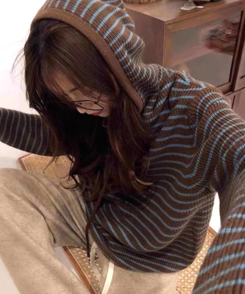 ニット セーター Blue stripe foodie knit レディース : ZOZOTOWN