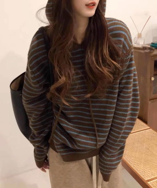 ニット セーター Blue stripe foodie knit レディース : ZOZOTOWN
