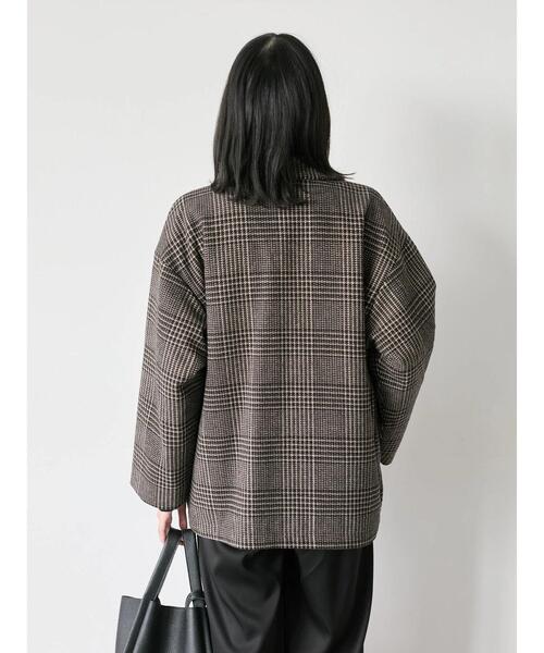 新品タグ付き　MOSCHINO ノーカラー　チェック　ジャケット Samansa Mos2 blue（サマンサモスモスブルー） ジャケット ノーカラー