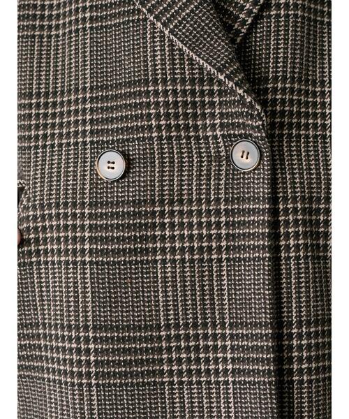 Samansa Mos2 blue ジャケット ノーカラージャケット チェック