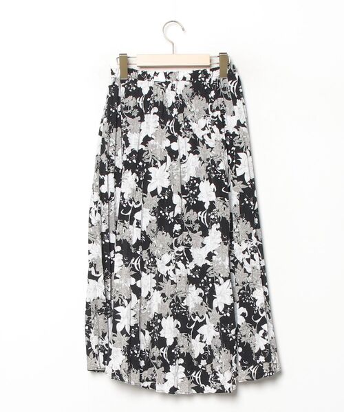 「NANO universe」 花柄プリーツスカート FREE ブラック レディース_画像2