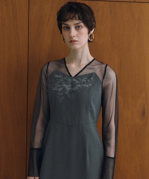 レースパネルニットドレス / Lace Paneled Knit Dress Dani Rib-Knit Midi Dress | Garnet Hill