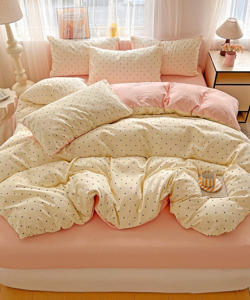 pyornim（ピョルニム） ベッド 寝具 ドット柄 バイカラー ベッドカバー