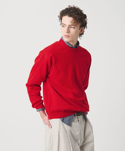 【新品】UNITED ARROWS FLUFFY クルーネック ニット　RED BEAUTY＆YOUTH UNITED ARROWS セーター ニット ハイブリッド リネン