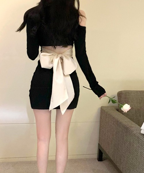 「Riff」 長袖ワンピース M ブラック レディース_画像4