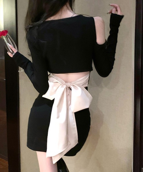 「Riff」 長袖ワンピース M ブラック レディース_画像9