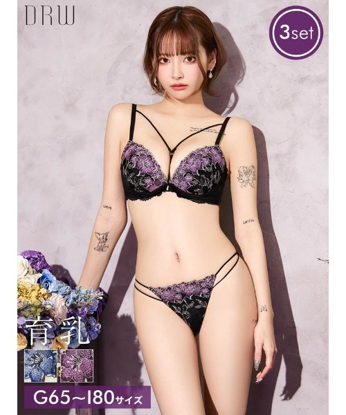 ブラジャー ショーツセット 「3点セット」「GHIサイズ」グロリアス