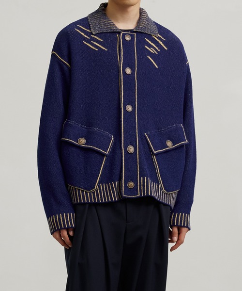 PUBLIC TOKYO ニット　ブルゾン　パブリック PUBLIC TOKYO（パブリックトウキョウ） ジャケット 2 ブルー メンズ