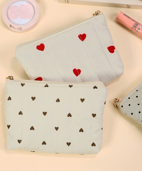 IRADOWL（アイラドール） ポーチ コットン素材ハート＆ドット柄ポーチ