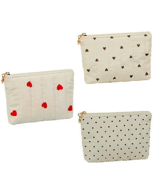 IRADOWL（アイラドール） ポーチ コットン素材ハート＆ドット柄ポーチ