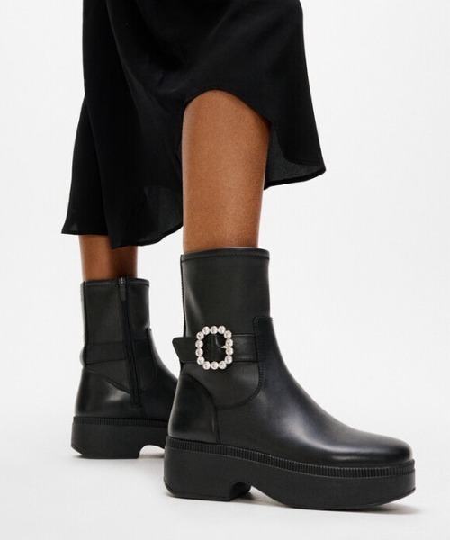 FitFlop（フィットフロップ） ブーツ F-LUMA CRYSTAL-BUCKLE LEATHER