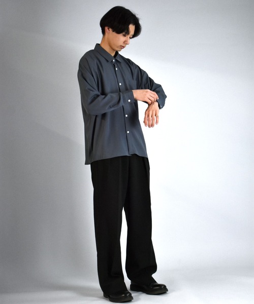 「Starting Over」 「HALHAM」長袖シャツ L チャコール メンズ_画像9