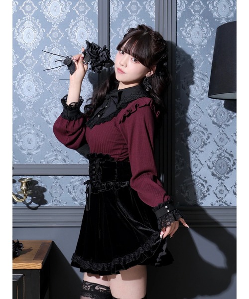 Bella ブラベルト&スカート　黒　ベロア NOEMIE（ノエミー） スカート ダブルスピンドルゴシックフレアベロア