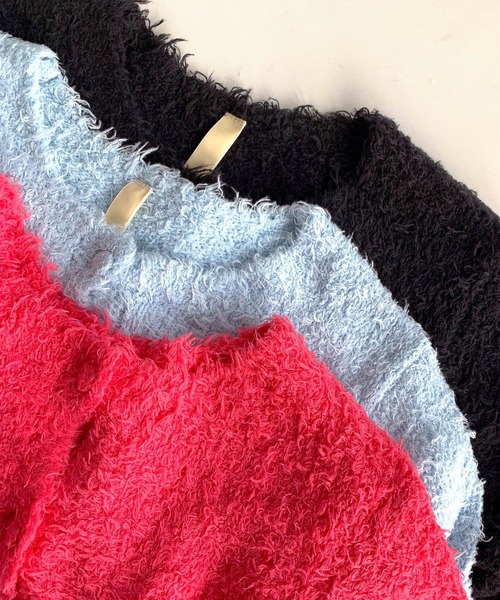 「Q」 ニットカーディガン MEDIUM ライトブルー レディース_画像6