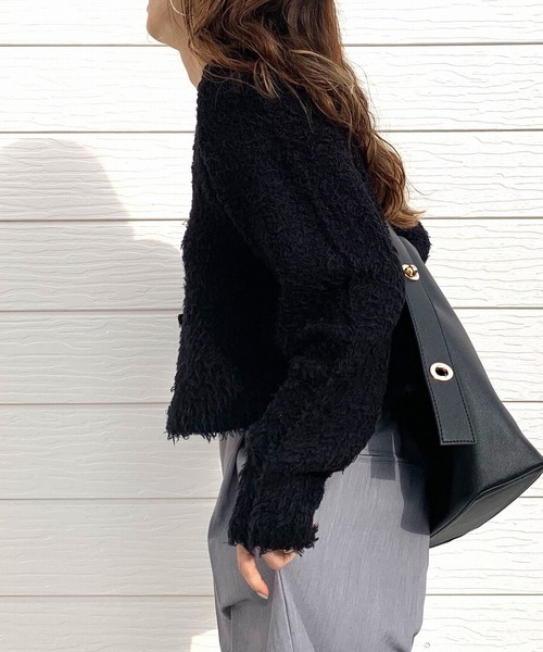 「Q」 ニットカーディガン MEDIUM ライトブルー レディース_画像7