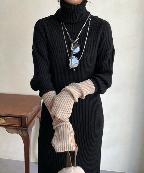 「DouDou」 ニットワンピース FREE ベージュ レディース_画像3