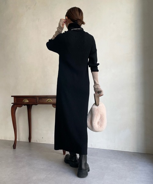 「DouDou」 ニットワンピース FREE ベージュ レディース_画像6