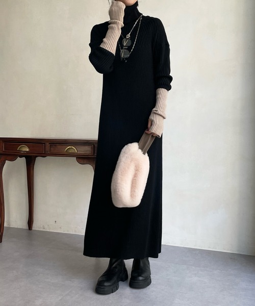 「DouDou」 ニットワンピース FREE ベージュ レディース_画像7