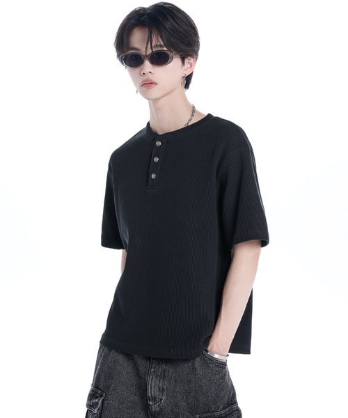 VALLAD ヘンリーネック最安値 ADRER（アドラー） ヘンリーネック tシャツ Waffle Heavy Henley Neck