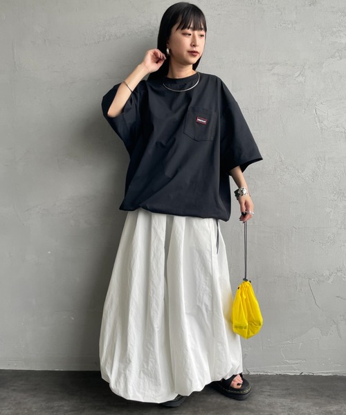 uvカット tシャツ 「Marmot/マーモット」 別注 ドローコード付き ワッペンロゴ ポケットTシャツ「追加」 レディース メンズの画像