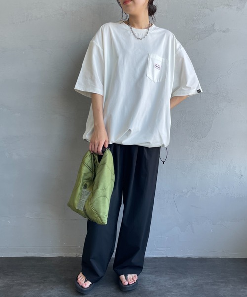 uvカット tシャツ 「Marmot/マーモット」 別注 ドローコード付き ワッペンロゴ ポケットTシャツ「追加」 レディース メンズの画像