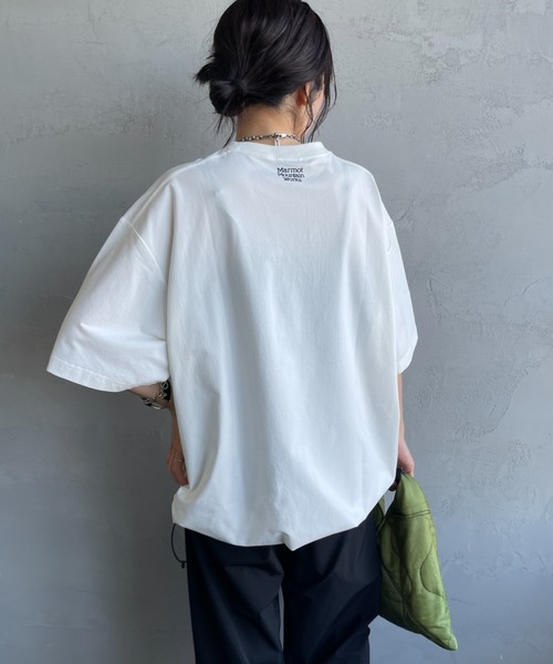 uvカット tシャツ 「Marmot/マーモット」 別注 ドローコード付き ワッペンロゴ ポケットTシャツ「追加」 レディース メンズの画像