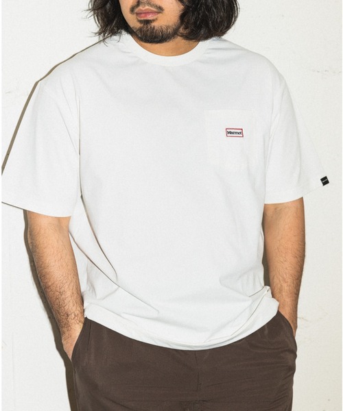 uvカット tシャツ 「Marmot/マーモット」 別注 ドローコード付き ワッペンロゴ ポケットTシャツ「追加」 レディース メンズの画像