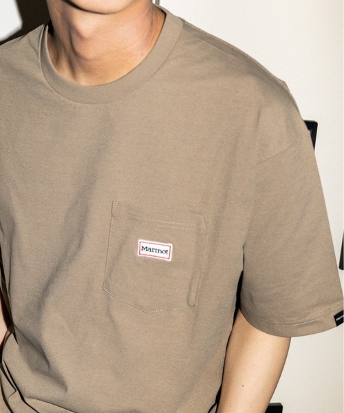 uvカット tシャツ 「Marmot/マーモット」 別注 ドローコード付き ワッペンロゴ ポケットTシャツ「追加」 レディース メンズの画像