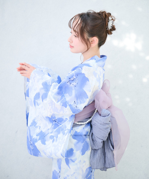 Ada. 浴衣 2点セット 「帯+浴衣」 浴衣 好印象を与える華やか清楚柄
