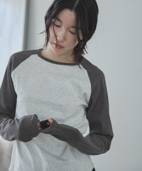 ETRE TOKYO ソフトフライスラグランロンTee インナー feepur（フェピュール） tシャツ 異素材ラグランロンTee レディース