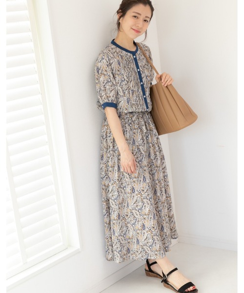 「PREFERIR」 半袖ワンピース MEDIUM ネイビー レディース_画像3