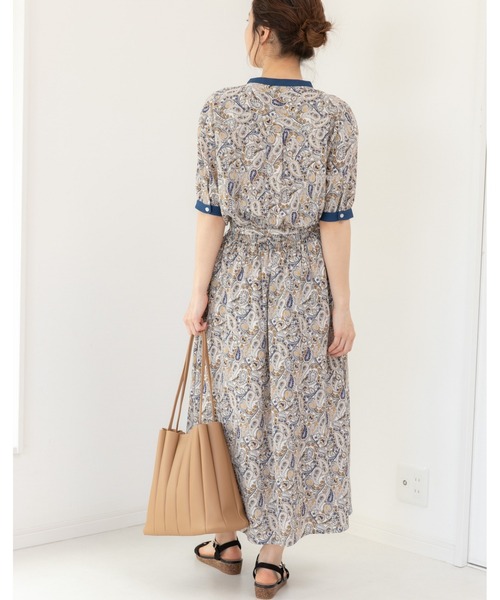 「PREFERIR」 半袖ワンピース MEDIUM ネイビー レディース_画像8
